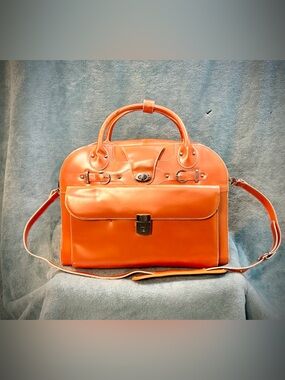 McKlein Roseville Leather Laptop Briefcase Weekender Bag - Orange